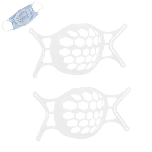 2 Stück 3D-Gesichtsmaskenhalterung, Gesichtsmaskenhalter, Mundmuffelhalterung, wiederverwendbar, waschbar, Atemmundmuffel-Stützrahmen, Maskenschutz für Abstandshalter unter der (Weiß)