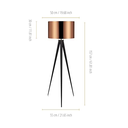 Teamson Home VN-L00005 Romanza Modern Led Tripod Floor Lamp Tall Standing Light With Drum Shade Metal Legs thumb #4