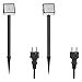 Produktbild ledscom.de LED Strahler FLIN mit Erdspieß, 40cm Sockel & Stecker, Outdoor, schwarz, Scheinwerfer, IP66 wasserfest, 10W 800lm warm-weiß, 2 Stk.