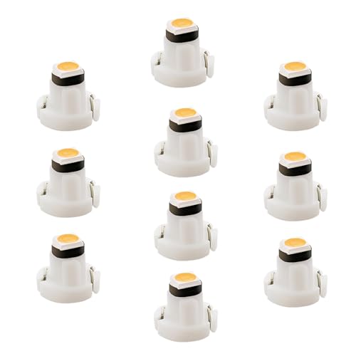 WLJH 10x Yellow T3 Neo Wedge 3030 SMD Chipest 8mm Base Led Car Instrument Cluster Dashboard Gauge Bulb HVAC AC Heater Climate Controls Lamps Switch Indication Interior Light Replacement