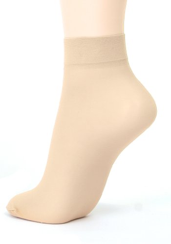 Ililily 5 Or 10 Pairs 20D Sheer Ankle High Tights Hosiery Socks (Beige - 5) #TOP6