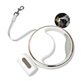 DOGPET かわいい LEDライトリード 犬用リード 伸縮リード ロングリード ブレスレットリーシュ 小型犬 中型犬 牽引 LEDライト付き 3m USB充電式 テープ型 ゴミ袋ケース付き 夜散歩にも最適 ホワイト