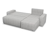 Sofnet Ecksofa Roma L mit Schlaffunktion und Bettkasten - Cord Stoff - L-Form Couch, Polstersofa, Schlafsofa, Sofagarnitur - Ottomane Universal (Grau (Poso 110))
