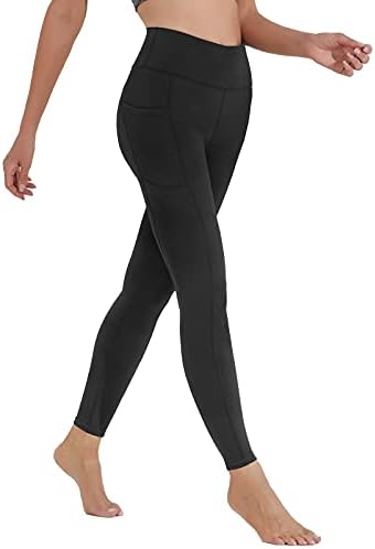 Polygon Yoga Pants for Women, High Waisted Leggings with Pockets, Tummy Control Non See Through Workout Pants(Black-M) — view 2