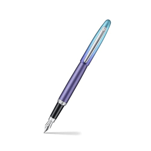Sheaffer Expressions VFM 9430 Fountain Pen, Blue and Purple Pearlised Gradient, Fine Nib, Chrome-Plated Trims.