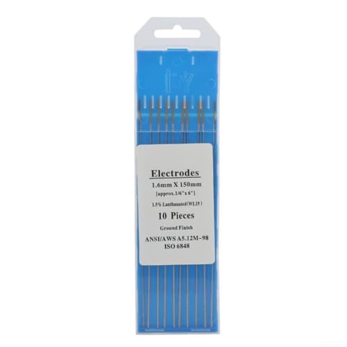 Lot de 10 tiges de soudage TIG WL15 Lanthane améliorées pour acier inoxydable, acier au carbone, aluminium, alliage de cuivre, 1,6 mm x 150 mm