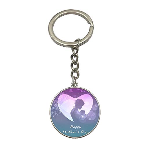Preisvergleich Produktbild Haodou ICH Liebe Mom Liebe Schlüsselanhänger Glaskuppel Cabochon DIY Schlüsselkette Ring Anhänger Flatback Schmuck Frauen Mutter Tag Geschenk