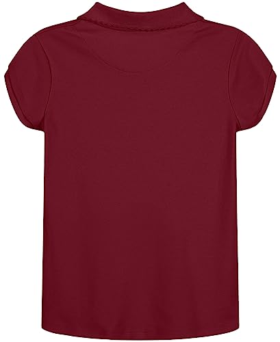 Image of Nautica Girls' School Uniform Short Sleeve Polo Shirt, Button Closure, Soft Pique Fabric