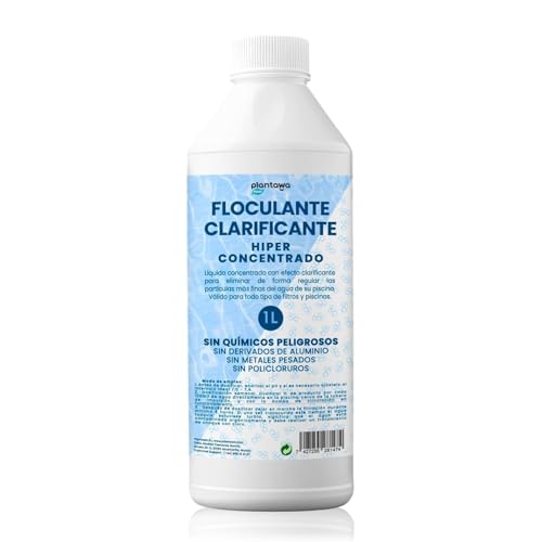 PLANTAWA Floculante Líquido para Piscinas 1L, Súper Concentrado, Sin Quimicos Peligrosos, Clarificador de Agua para Piscinas, Agua Turbia, Sin Metales Pesados, Sin Policloruro de Aluminio, SPA