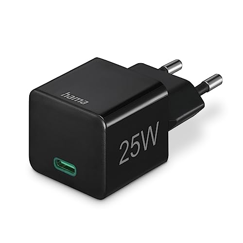 Hama Schnellladegerät USB-C Ladegerät 25 W (USB Ladegerät für Smartphone, Tablet etc., USB C Netzteil ideal für Samsung Galaxy S, A, Watch, Superschnellladegerät PD 3.0, Quick Charge, USB 3.0) schwarz