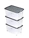Produktbild Unimet 3er Set Eurobox mit Deckel und Rollen 60 x 40 x 33 cm stahlgrau Griffe Silber