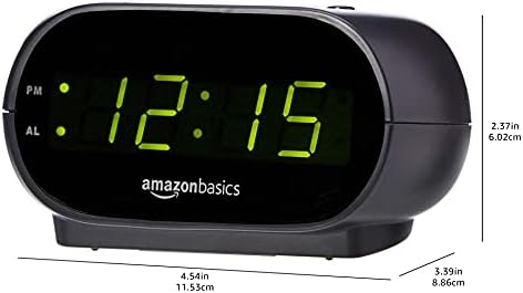 Amazon Basics Small Digital Oval Alarm Clock with LED Display, Nightlight, Snooze Function & Battery Backup, Black, 4.5 x 3.5 x 2.4 Inches - 5