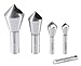 Accusize Industrial Tools 5 pc 82 Deg 0-Flute HSS Countersink & Deburring Tool Set, Pilotless Type, 0206-0482