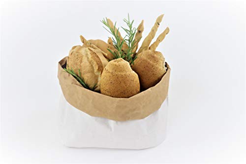 B&P Italia 5 Sacchetti portapane Country Sack riutilizzabili più Volte, Carta Kraft ad Uso Alimentare, Bianco/Avana, Large 30x15xh64, 5 unità