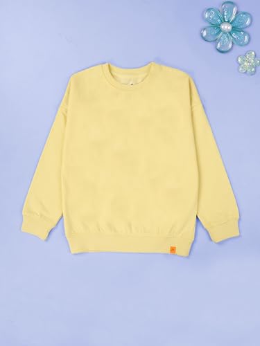 Image of KiddoPanti Boys Solid Round Neck Full Sleeve Fleece Sweatshirt | 60% Cotton 40% Polyester | Soft Warm Winter Pullover | Ribbed Cuffs & Hem | Casual Winter Sweatshirt for Kids
