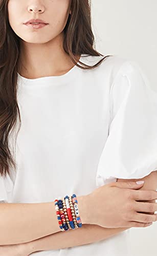 Pychee PYCHEE-01 American Flag Bracelet Surfer Heishi 4Th Of July Bracelets Set For Women Stackable Gold Clay Ploymer Bead Stretch Bracelets Summer Beach Layering Bracelets Jewelry thumb #5