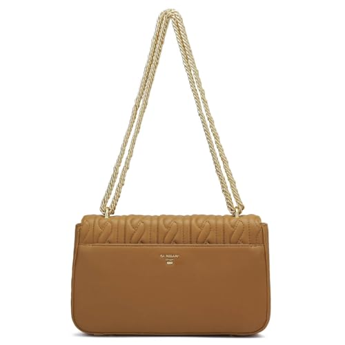 Image of Da Milano Genuine Leather Brown Shoulder Bag (Medium)