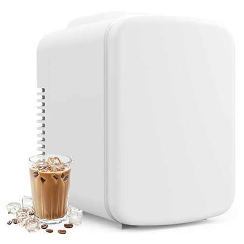 Image of Simple Deluxe 4 Liter/6 Can Portable Mini Fridge Cooler & Warmer Small Refrigerator Compact Freon-Free for Skincare, Beverage, Food, Cosmetics, 4L, White