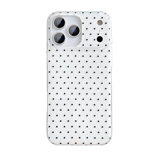 QLTYPRI for iPhone 17 Pro Case, Cute Polka Dot Pattern Aesthetic Phone Case, Raised Camera Protection Durable TPU Slim Shockproof Protective Phone Cover for Girls Women - White