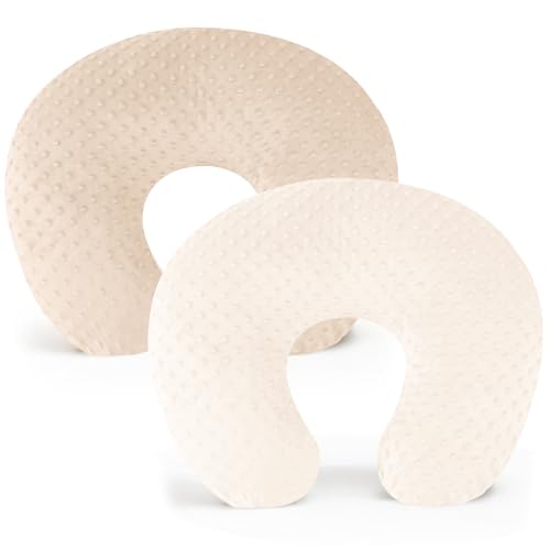Image of Konssy 2 Pack Nursing Pillow Covers, Soft and Comfortable Nursing Cover for Breastfeeding Pillows, Pillow Slipcover for Baby Girls Boys Newborn(Brown, Beige)