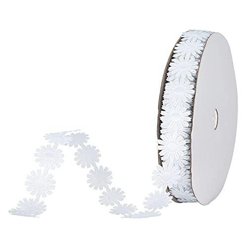 PH PandaHall 20 Yards 17mm Daisy Flower Trim Ribbon Embroidery Lace Trim Polyester Decorative Lace for Sewing Crafts Dress Hair Band Bridal Wedding Decorations