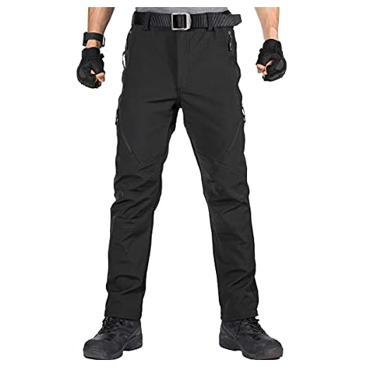 FREE SOLDIER - Pantalones Softshell para Hombre, Impermeables y Cortavientos, para Escalada y Senderismo, con Forro 36 Negro