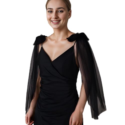 azaleas 1Pair Cute Bow Tulle Double Shoulder Shawl Removable Wedding Dress Shoulders Accessories Bridal Shoulder Cover(VG34)