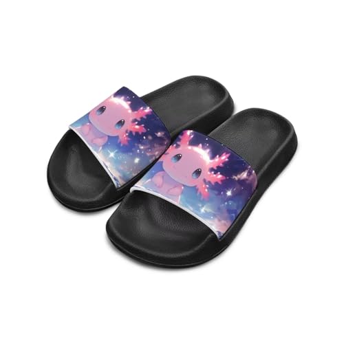 Axolotls Kids Sandals Summer Non Slip Open Toe Slippers for Boys Girls Cute Shower Beach Shoes Soft Footbed One Slide Sandal Lightweight Casual Outdoor Indoor Slipper