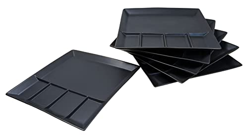 Spetebo Raclette und Fondue Teller eckig 6er Set - schwarz -...