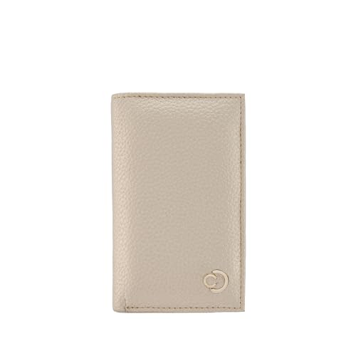 Image of Caprese Monique Small Textured Bifold Wallet for Women | Compact Handheld Purse with 6 Card Holder Slots | Slim Designer Wallet with Secure Snap Button & Zippered Coin Pocket (Gold)