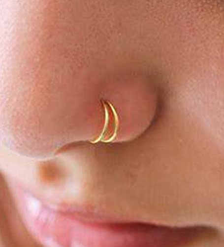 MODRSA Double Hoop Nose Ring - Silver Gold Diamond 316L Surgical Steel Cartilage Earring Helix Hoops 20g 18g 16g3