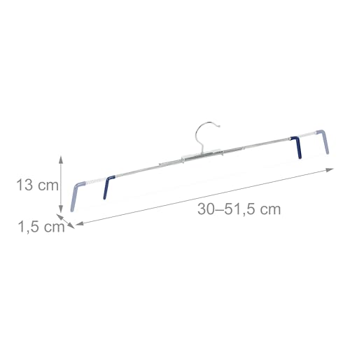 Relaxdays Hosenspannbügel, 18er Set, rutschhemmend, Hosen & Röcke, Spiral Hosenspanner, Breite 30-51,5 cm, silber/blau