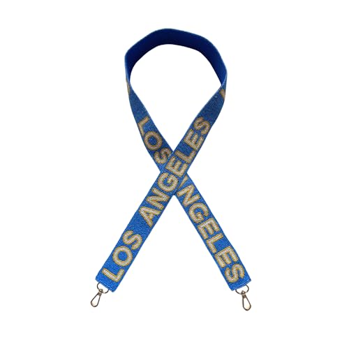 Los Angeles Blue Beaded Purse Strap Outline Letters 49” Pro Football Stadium Approved Clear Bag Ram Gold Hardware Sports College LA California Gifts Fans