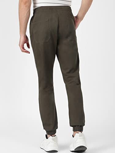 Image of UrbanMark Men 100% Cotton Stretchable Slim Fit Chinos Casual Pants with Drawstring Waist