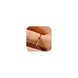 RLMOON Gold Birthstone Rings for Women Non Tarnish Gold Stackable Ring Dainty 14K Gold Plated Baguette Red Gemstone Ring Personalized Jewelry Gift for Birthday Size 7