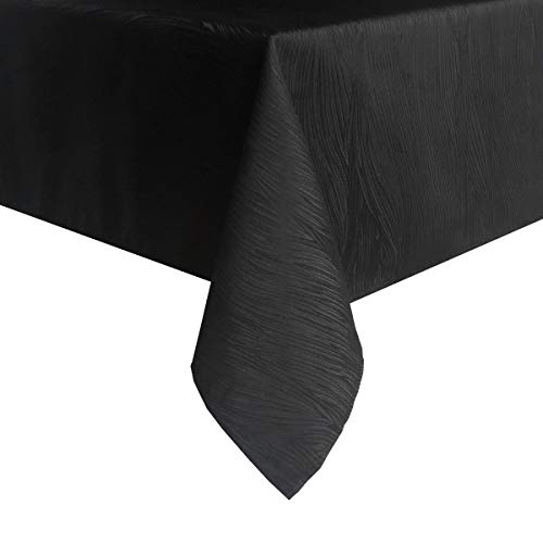 Maxmill Jacquard Table Cloth Waving Pattern Water Proof Wrinkle Free Heavy Weight Soft Tablecloth Decorative Fabric Table Cover For Outdoor And Indoor Use Rectangular 60 X 104 Inch Black #TOP2