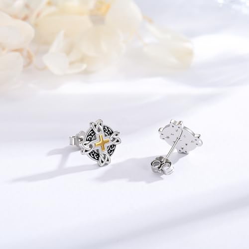 Celtic Knot Earrings 925 Sterling Silver Celtic Stud Earrings Irish Jewelry Gifts for Women Men2