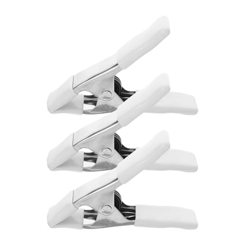 SEWACC 3pcs Heavy Duty 4 Inch Nickel-Plated Steel Spring Clamps White PVC Sleeves for Woodworking, Crafts, and Wedding Dress Clamping