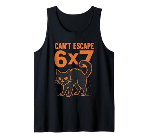 Haunted Black Cat Funny Math Meme 6x7 Halloween Algebra Joke Tank Top