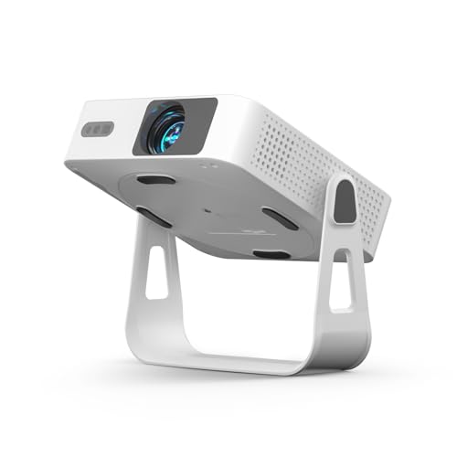 Image of 【360Adjustable Stand & Native 1080P】Thinnest 1.81 inch Smart Mini Projector with WiFi and Bluetooth, Auto Focus & Keystone Portable Outdoor Projector, VOPLLS 4K Support Home Movie Projector white