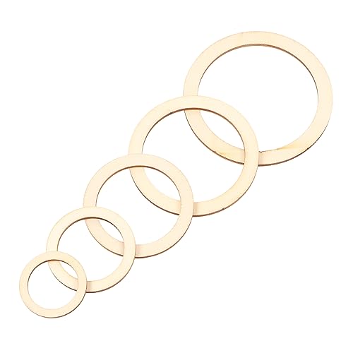 Set de 205 Anillos de Madera sin Terminar, Círculos de Contrachapado de Álamo en 5 Tamaños, 30-70mm, para Manualidades, Decoración, Bodas