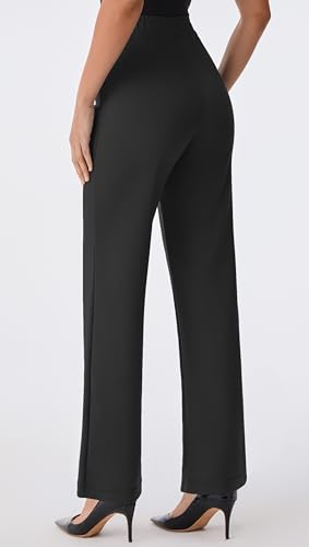 AFITNE Women's Wide Leg Work Pants High Waist Pull On Business Casual Pants Lightweight Lounge Slacks with Pockets 29"/31"3