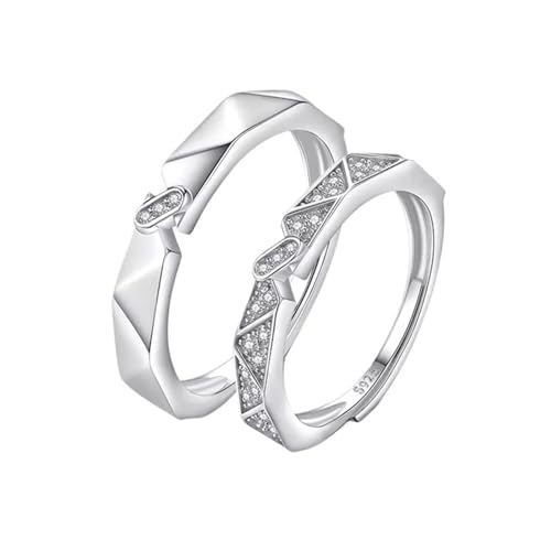 Bague ajustable fiançailles gravure personnalisé pour un couple uni à jamais