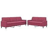Eleganz 2-TLG. Sofagarnitur mit Kissen in Weinrot Samt - Futon-Garnitur für Wohnzimmer oder...