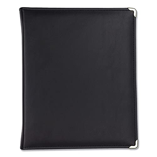 Samsill Classic Collection Leather Binder, Zippered, Executive Presentation Portfolio, 1.5 Inch (Holds 325 Sheets), Brass Round Ring, Black