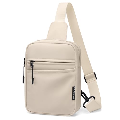 GOLF SUPAGS Kleine Crossbody Umhängetasche, Brusttasche für Herren Damen, Multifunktional Sling Schultertasche für Outdoorsport, Wandern, Radfahren, Reisen (Aprikose)