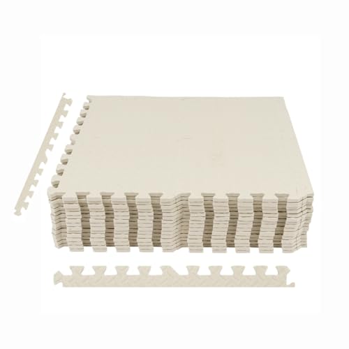 JAYGOVAN 60 Tiles Foam Mats Toy Colorful Tiles Multi Use,Cover an Area of 58.2 Sq.Ft Create & Build a Safe Play Area Interlocking Puzzle EVA Non-Toxic Floor for Wooden&Ceramic Floors (White)