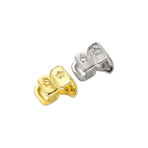Set de 3 grillz para dientes chapados en oro 14K estilo hip hop miniatura 5