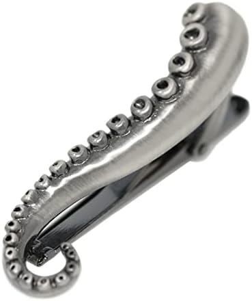 MENDEPOT Octopus Limb Tie Bar Burnished Silver Tone Octopus Limb Tie Clip In Box