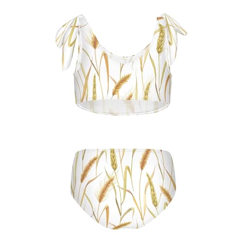 Girls Watercolor Wheat Background Swimsuit Two Pieces Bikini Set Bathing Suits Swimwear Crop Top Swimsuit Set2